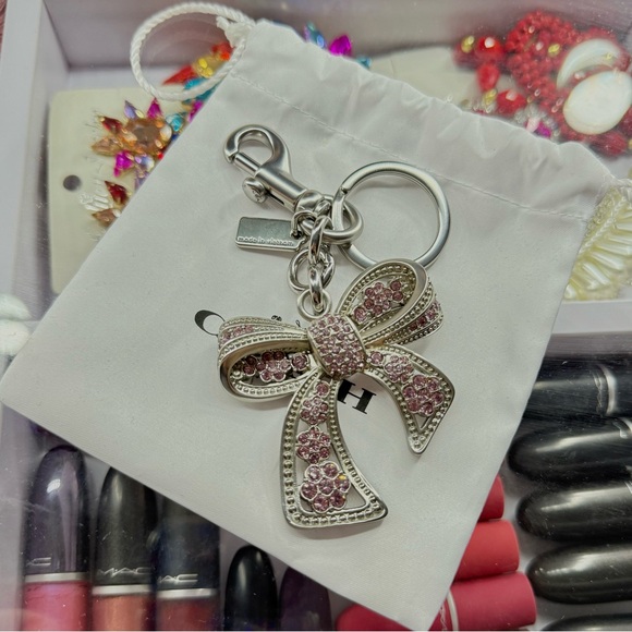 Coach Silver and Pink Bow Keychain - Picture 3 of 4